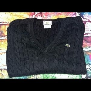 Lacoste ribbon V neck sweater